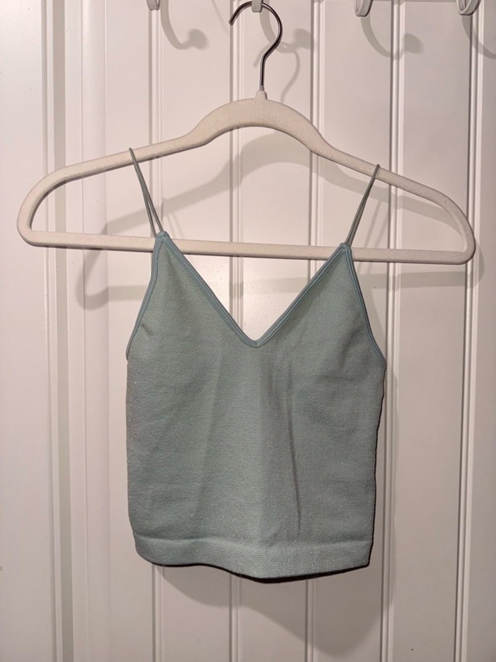 Light Blue V-Neck Spaghetti Strap Tank Top - Women